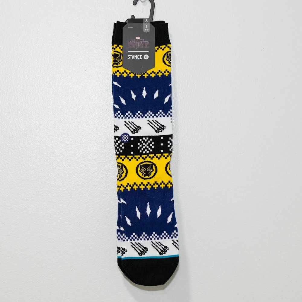 Stance Marvel Black Panther Ugly Christmas Sweater Crew Socks - NWT - Large